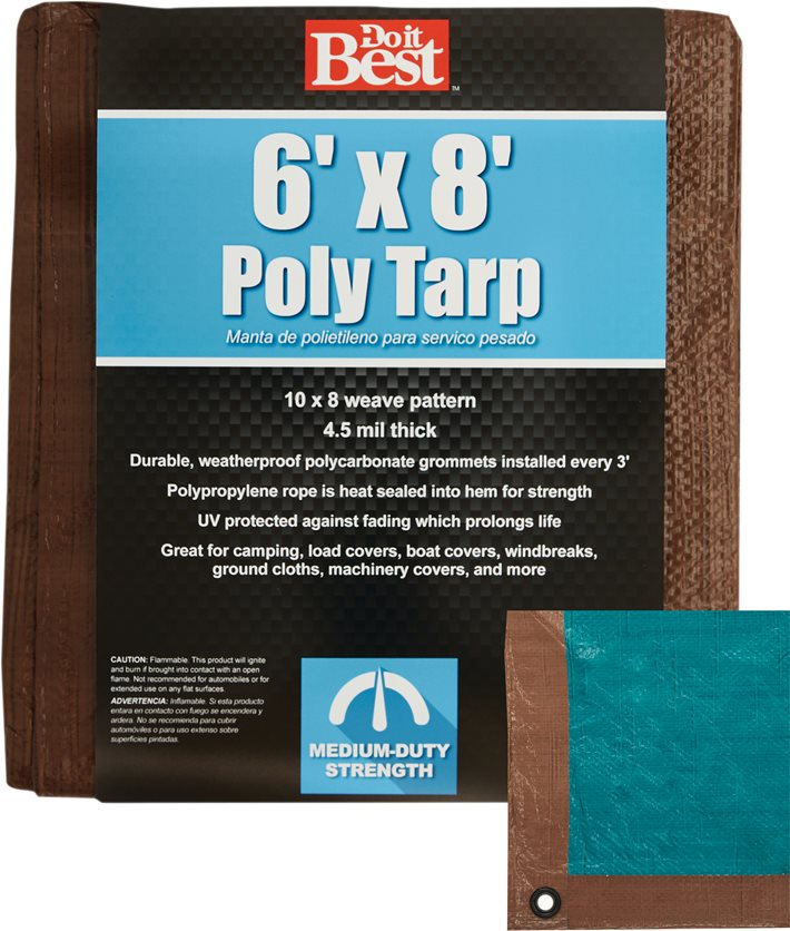 6X8 Br/Gr Med Duty Tarp