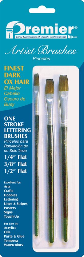 3Pc Oxhair Ltr Art Brush