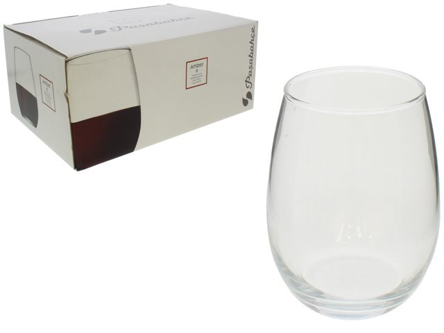 Amber Stemless Red Wine Glasses 570cc, 6-pack