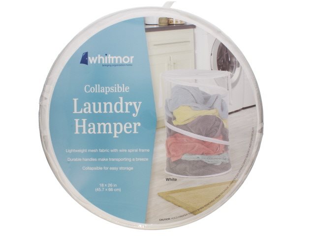 18&apos;&apos; Collapsible Laundry Basket, White
